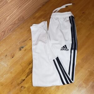 Adidas Kids White Sweatpants with Black Accents